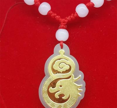 批發(fā)金鑲 金鑲玉和田玉3D葫蘆金鑲A貨天然和田吊墜 工廠直銷